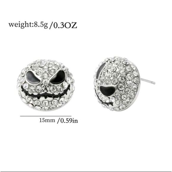 Nightmare Before Christmas Skellington Rhinestone Earrings - Picture 3 of 5